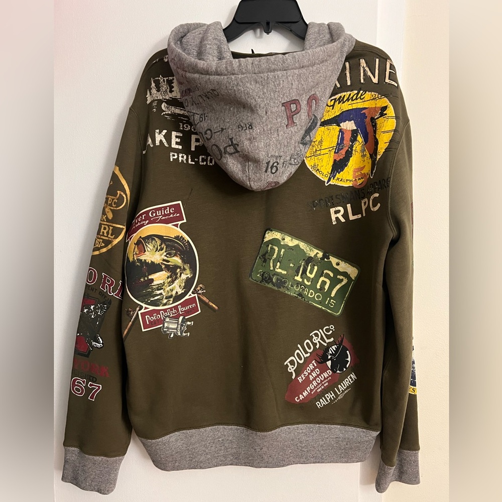 Polo Ralph Lauren Men Olive and Gray Graphic Sweatshirt - Picture 2 of 5